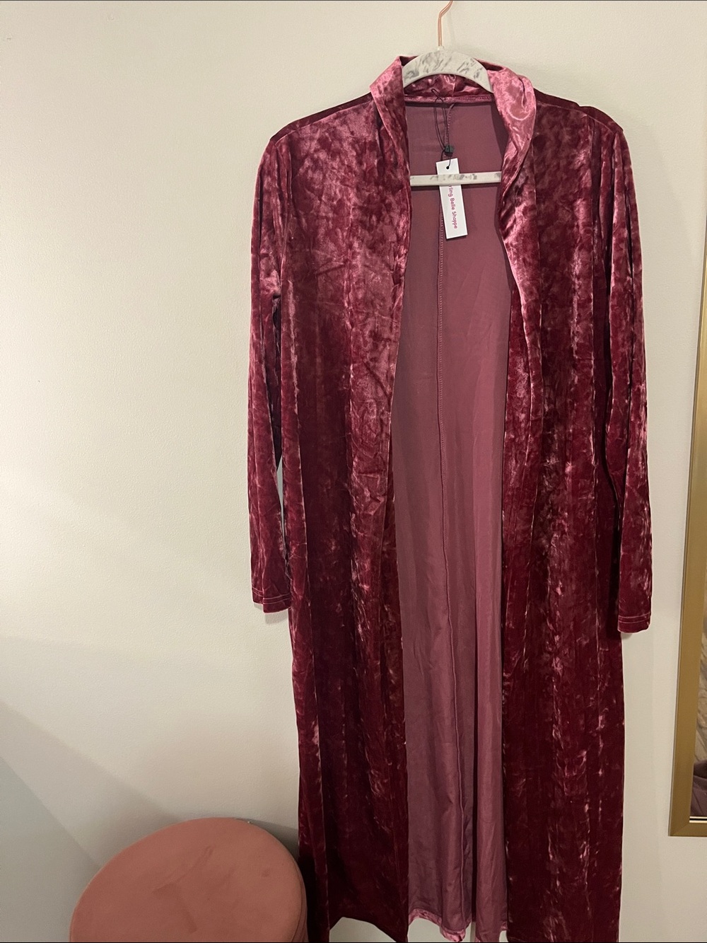 Velvet Long Robe - Burgundy